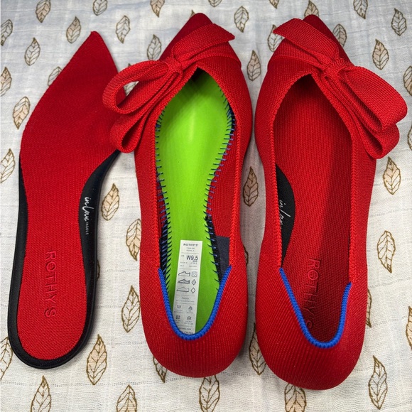 Rothy's Red Flats with Bow Accent - Picture 4 of 5
